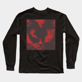 Abstract angry cat. The muzzle of a sullen cat close-up Long Sleeve T-Shirt